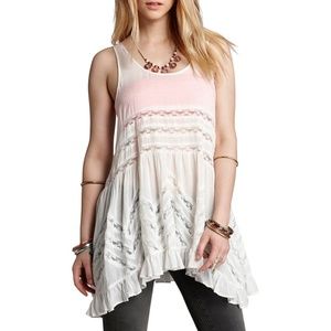 Voile Trapeze Lace Trim Rayon Slip Dress
